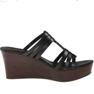 Ugg‎ Womens Wedge Sandal New Mattie Black Strappie Braided Leather Neutral sz 10